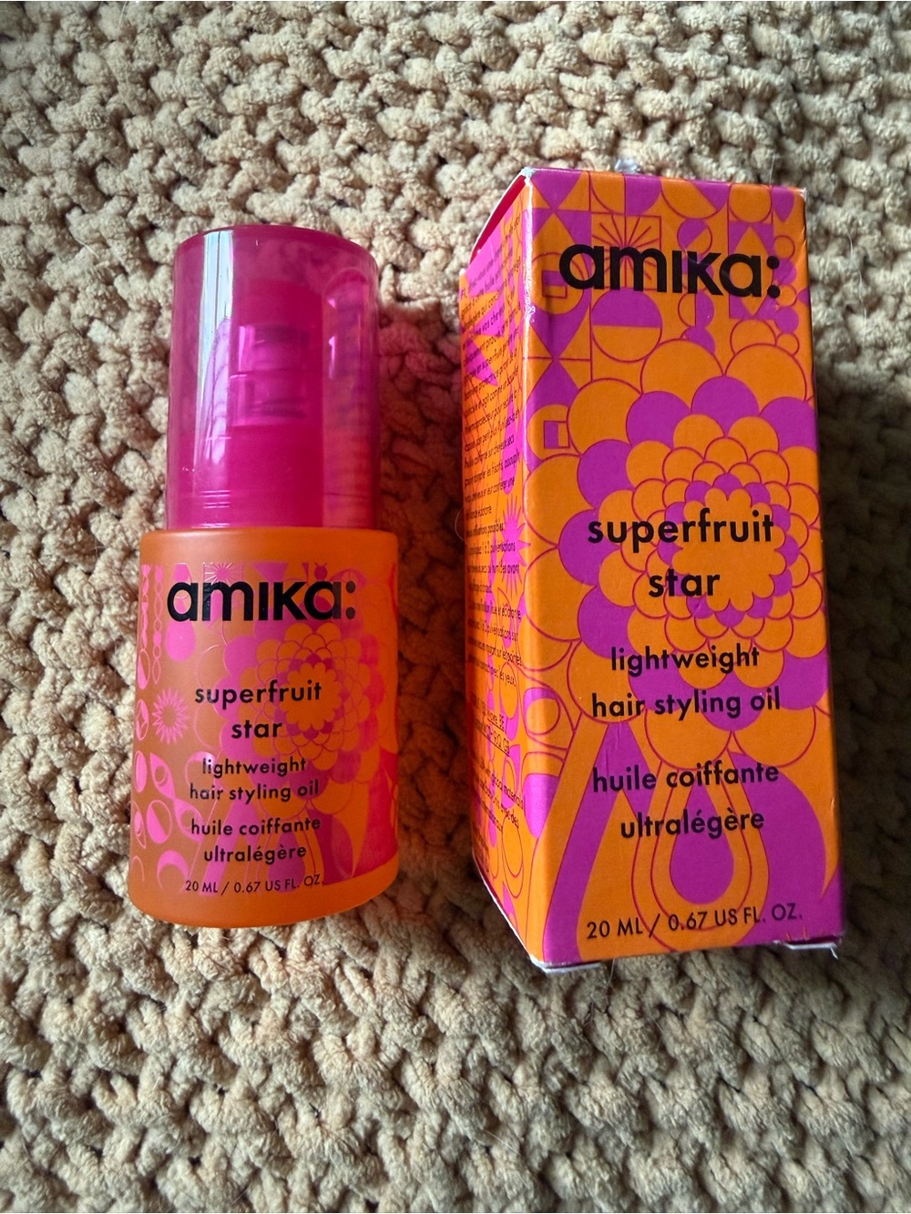 amika Superfruit Star Lightweight Hair Styling Oil - Pink & Orange